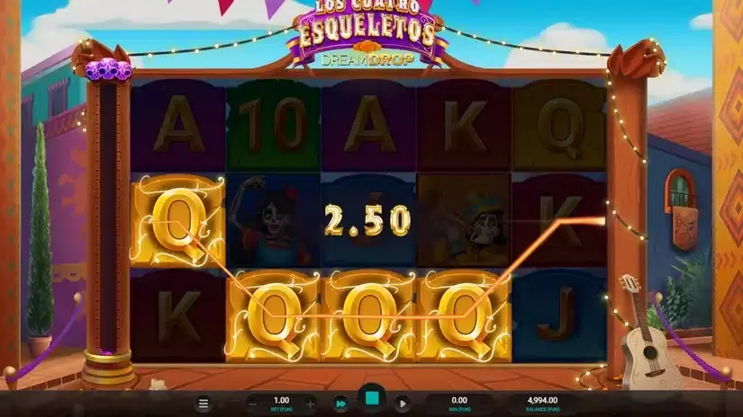 Los Cuatro Esqueletos Dream Drop slot screenshot 2