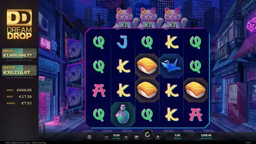 Neko Night Dream Drop slot screenshot 