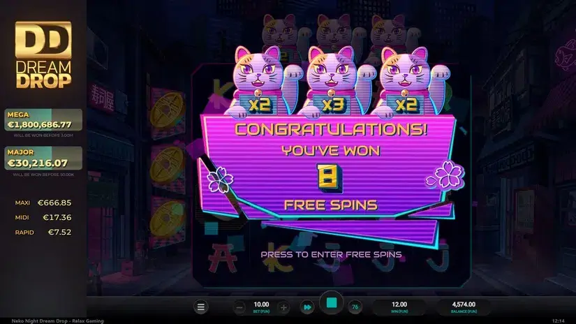 Neko Night Dream Drop slot screenshot 4