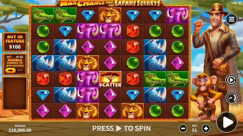 Max Chance and the Safari Secrets slot screenshot 
