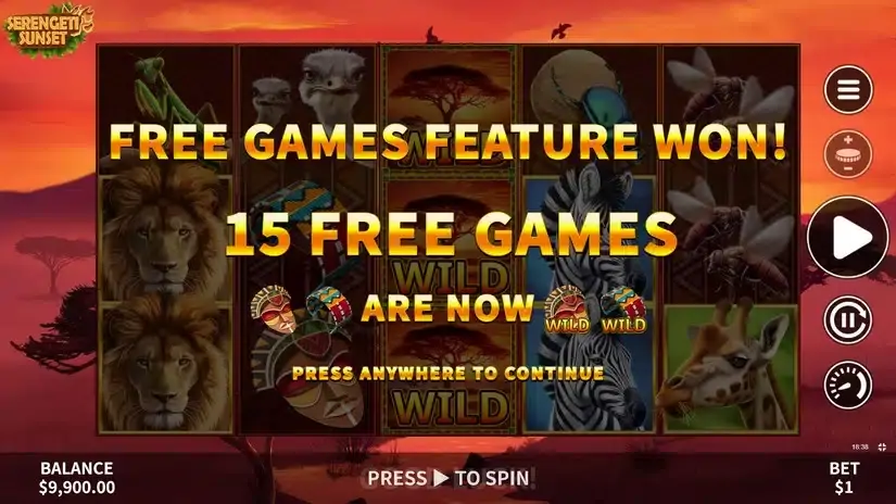 Serengeti Sunset slot screenshot 2