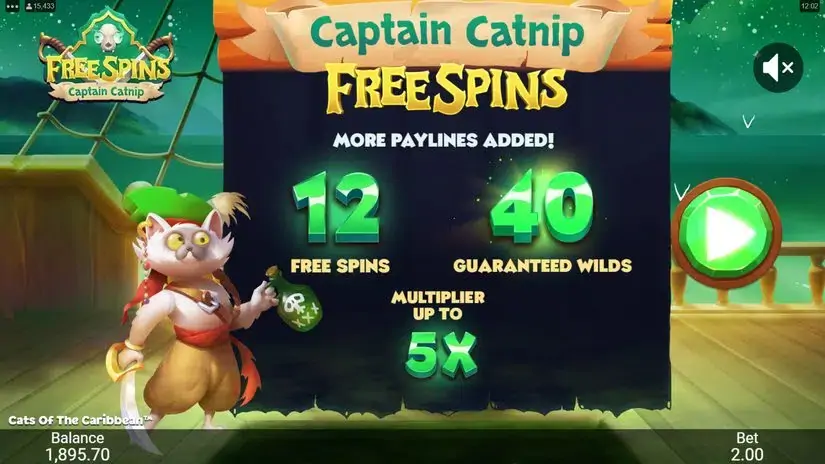 Cats of the Caribbean slot screenshot 4