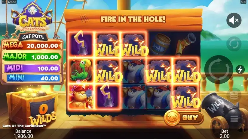 Cats of the Caribbean slot screenshot 2