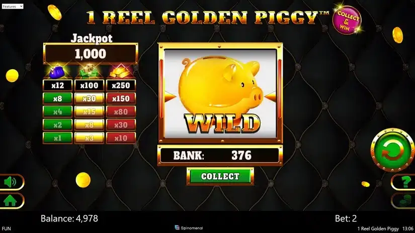 1 Reel Golden Piggy slot screenshot 2