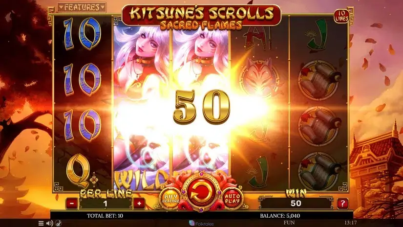 Kitsune’s Scrolls Sacred Flames slot screenshot 2