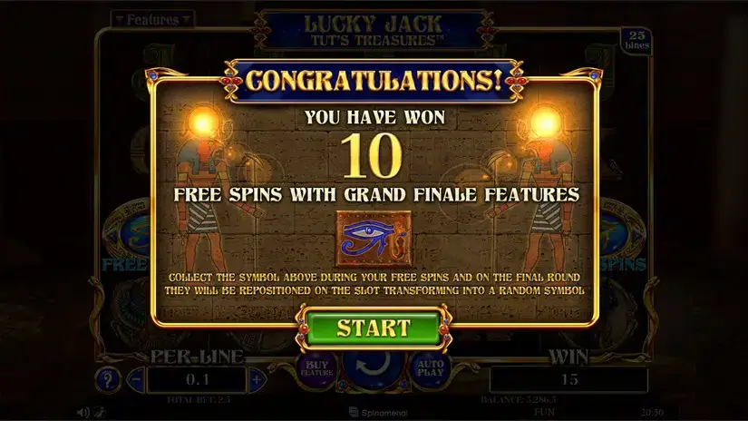 Lucky Jack Tuts Treasures slot screenshot 5