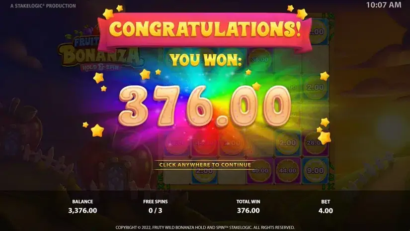 Fruity Wild Bonanza Hold & Spin slot screenshot