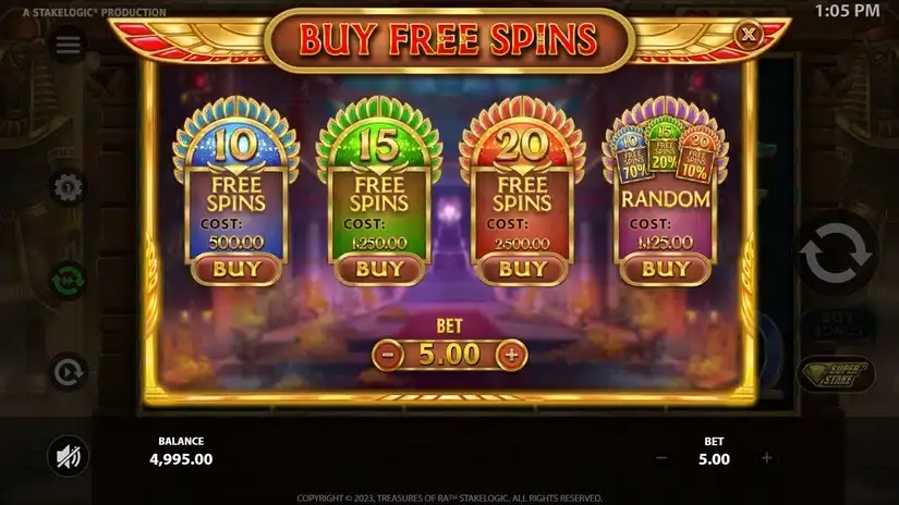 Treasures of Ra slot screenshot 2