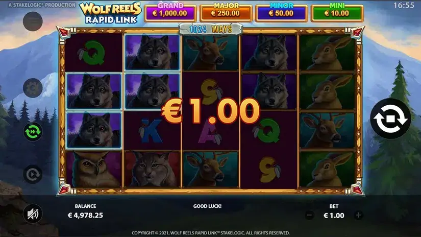Wolf Reels Rapid Link slot screenshot 2