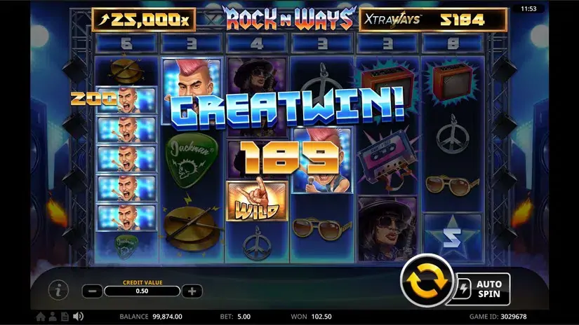 Rock N’ Ways XtraWays slot screenshot 4