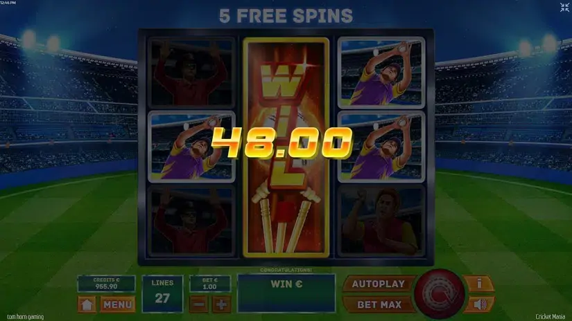 Cricket Mania slot screenshot 