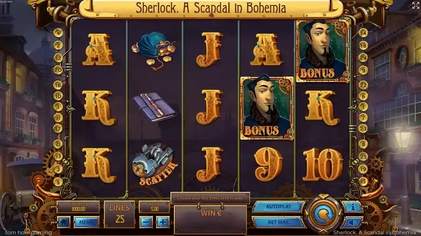 Sherlock, a Scandal of Bohemia slot screenshot 