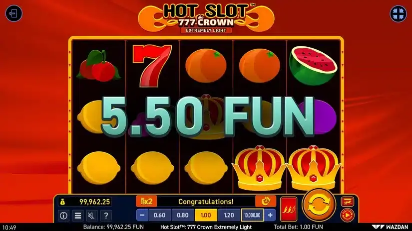 Hot Slot™: 777 Crown Extremely Light slot screenshot 3