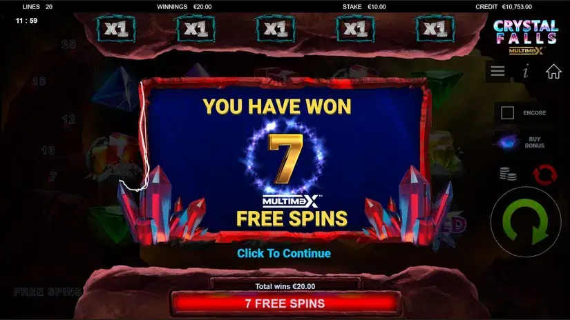 Crystal Falls Multimax slot screenshot 2