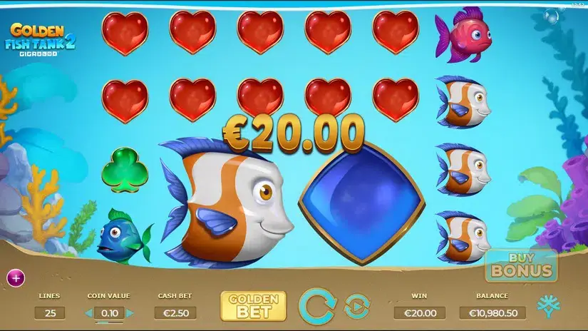 Golden Fish Tank 2 Gigablox slot screenshot 2