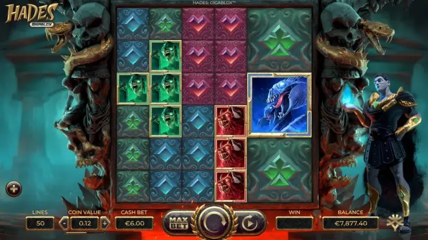 Hades Gigablox slot screenshot 