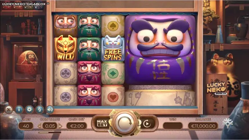 Lucky Neko Gigablox slot screenshot 