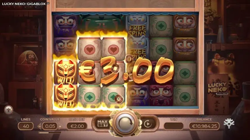 Lucky Neko Gigablox slot screenshot 2