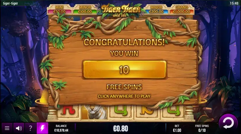 Tiger Tiger Wild Life slot screenshot 5